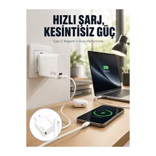 67W Type-C Turbo Şarj Cihazı – Aşırı Akım ve Isı Koruması, Seyahat Uyumlu Yeni Nesil