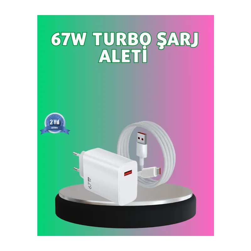 67 Watt Güçlü Turbo Şarj Aleti Samsung Note 10 Note 20 Uyumlu