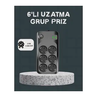 Termal Akım Korumalı 6’lı Uzatma Priz USB Type-C Hızlı Şarj 2500W