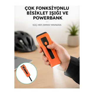 5000 mAh Bataryalı Bisiklet Farı COB Çakar Çok Fonksiyonlu Yeni Nesil