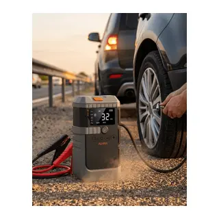 Araç Akü Takviye Powerbank Lastik Şişirme Kompresörü LED Işıklı Çok Fonksiyonlu Acil Durum Cihazı