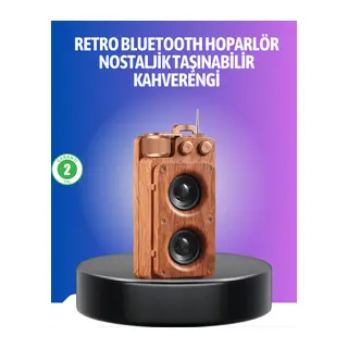 Vintage Tasarımlı Bluetooth Hoparlör Uzun Pil Ömürlü ve FM Destekli