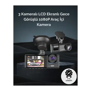 1. 3 Kameralı Full HD Araç Kamerası – Ön, İç ve Arka Görüş ile %100 Kapsama