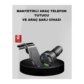 Araç İçi Telefon Tutucu + Quick Charge 3.0 Araç Şarj Cihazı Seti