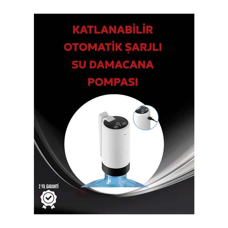 Otomatik Şarjlı Damacana Pompası Ev Ofis Kamp Kullanım