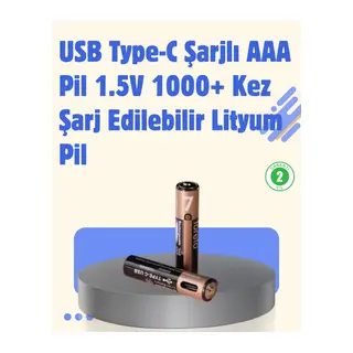 USB Type-C Şarjlı AAA Lityum Pil | 1.5V Sabit Voltaj, 1000+ Şarj Döngüsü ile Uzun Ömür