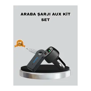 AUX Bluetooth Adaptör ve 38W Hızlı Araç Şarj Cihazı Seti