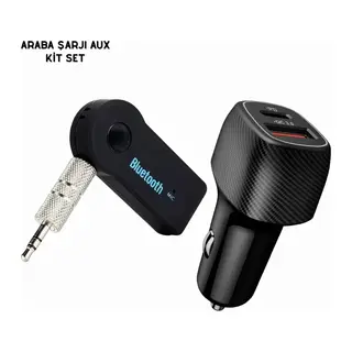 Araç İçi Bluetooth Müzik Kiti + Type-C PD Araç Şarjı Seti