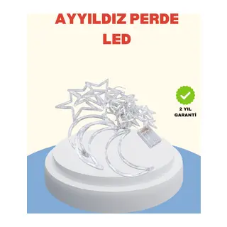 Yıldız Ay Tasarımlı Prizli Perde LED Işık İç Mekan Dekoru