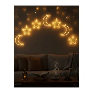 Büyük Ay Yıldız Ramazan Led Işık Dekoratif Işıklı Süs