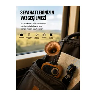 Şarjlı Mini Retro Radyo Bluetooth Hoparlör Çoklu Bağlantı Seçenekli Yeni Nesil