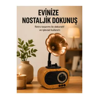 Retro Tasarımlı Mini Bluetooth Hoparlör ve FM Radyo Çoklu Medya Yeni Nesil