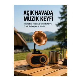 Taşınabilir Mini Retro Radyo Bluetooth Hoparlör USB SD AUX Destekli Yeni Nesil