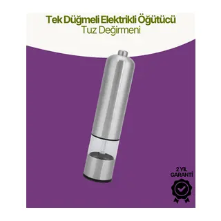 Elektrikli Baharat Öğütücü Pilli Paslanmaz Çelik Otomatik Tuz Karabiber Değirmeni