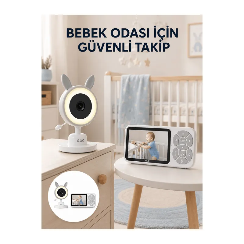 Karşılıklı Sesli Bebek Kamerası 4x Zoom Sıcaklık Sensörlü Yeni Nesil