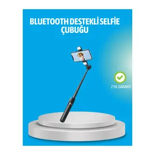 Bluetooth Işıklı Uzaktan Kumandalı Selfie Çubuğu – 130 cm Yükseklik