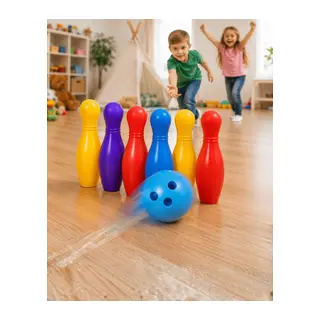 Çocuk Bowling Seti Renkli Top ve 6 Kuka İçeren Eğitici Oyun