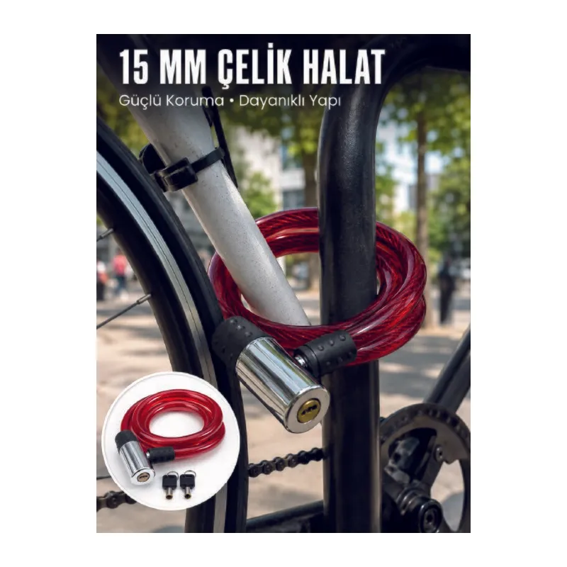 Metal Kilit Başlıklı Dayanıklı Bisiklet ve Scooter Güvenlik Kilidi