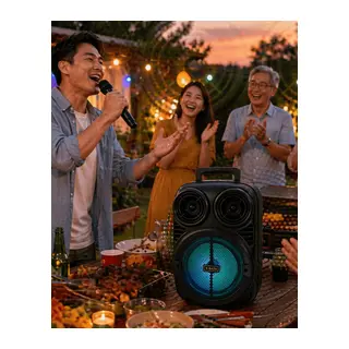 RGB Işıklı Bluetooth Karaoke Hoparlör Mikrofonlu USB TF Kart Destekli Taşınabilir Speaker