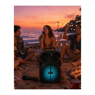 Taşınabilir Bluetooth Speaker Mikrofonlu Karaoke Hoparlör RGB Işıklı 6.5 İnç Güçlü Ses