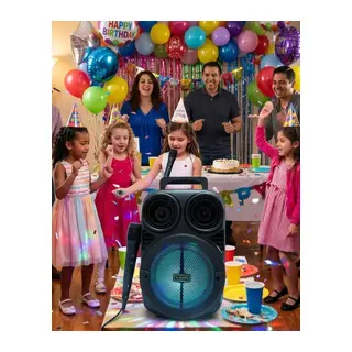 Kablosuz Karaoke Hoparlör Mikrofonlu RGB Işıklı Bluetooth Speaker USB TF Kart Destekli