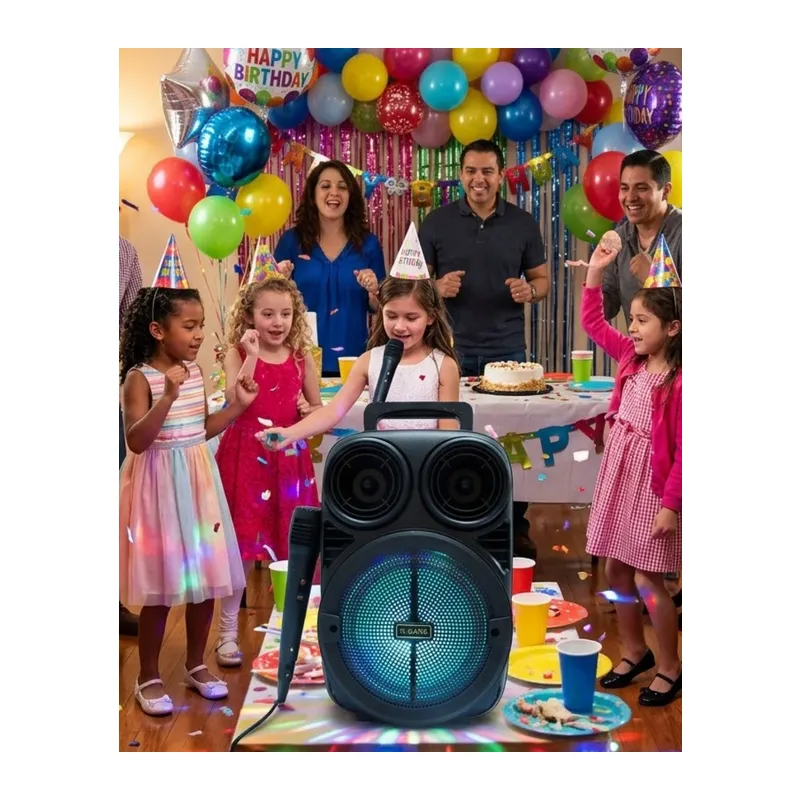 Kablosuz Karaoke Hoparlör Mikrofonlu RGB Işıklı Bluetooth Speaker USB TF Kart Destekli