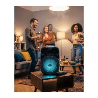 Bluetooth Taşınabilir Karaoke Hoparlör 6.5 İnç Mikrofonlu RGB Işıklı USB TF Kart Destekli