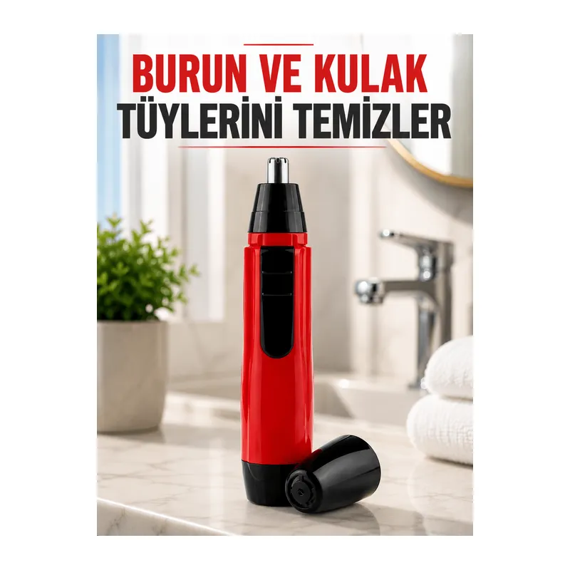 Kulak Burun Tüy Temizleme Makinası Pilli Kırmızı Ergonomik Yeni Nesil