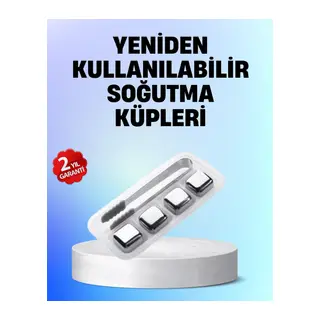 Yeniden Kullanılabilir 304 Çelik Metal Buz Küpleri 4'lü Set