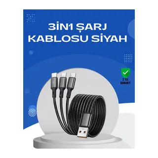 Evrensel 3 Başlıklı Şarj Kablosu – iPhone Huawei Samsung İçin