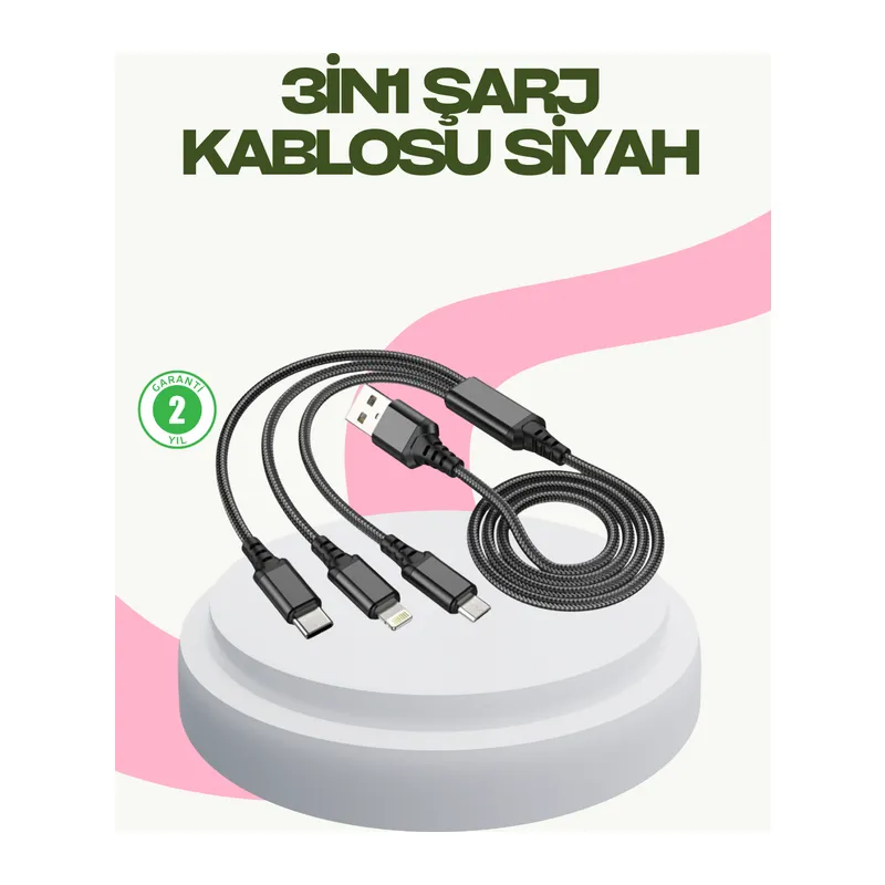 Hızlı Şarj Destekli Çoklu Şarj Kablosu – Seyahat ve Günlük Kullanım