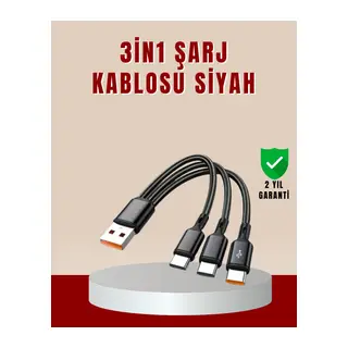 3’ü 1 Arada Hızlı Şarj Kablosu – iOS Android Type-C Uyumlu