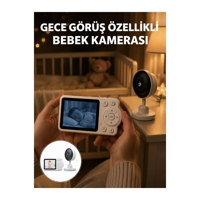Gece Görüşlü Kablosuz Bebek Monitörü Ağlama ve Hareket Algılama Yeni Nesil