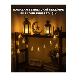 Ramazan ve Bayram Dekoratif LED Işık Cami Figürlü Sıcak Sarı Aydınlatma