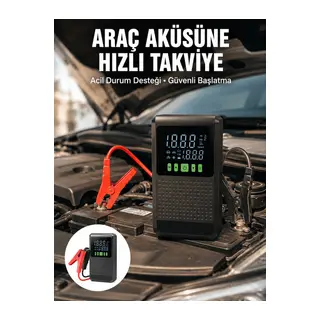 Araç İçin Akü Takviye Cihazı ve Kablosuz Hava Kompresörü Yeni Nesil