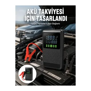 4’ü 1 Arada Jump Starter Hava Kompresörü Powerbank ve LED Fener Yeni Nesil