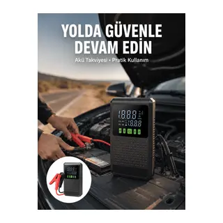 Şarjlı Araç Akü Takviyeli Hava Pompası Powerbank Özellikli Yeni Nesil