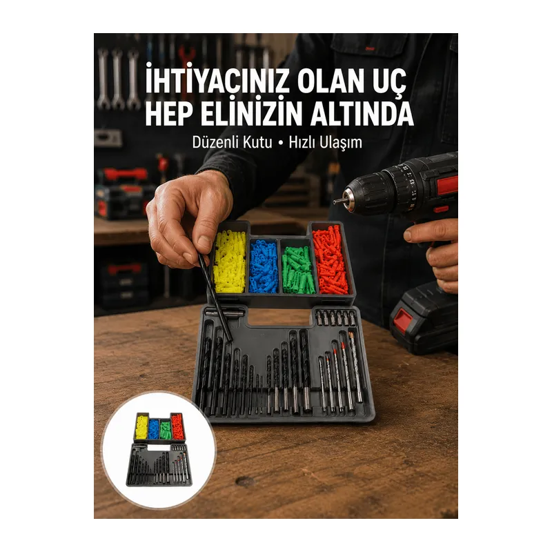 Matkap Ucu Seti 24 Parça Organizer Kutulu Ahşap Metal Beton Uyumlu Yeni Nesil