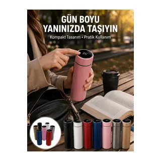 LED Sıcaklık Ölçerli 250 ml Yalıtımlı Termos Şişe Yeni Nesil