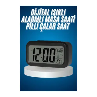 Işıklı Dereceli Masa Ofis Saati Alarmlı Termometre Takvim Çalar Saat