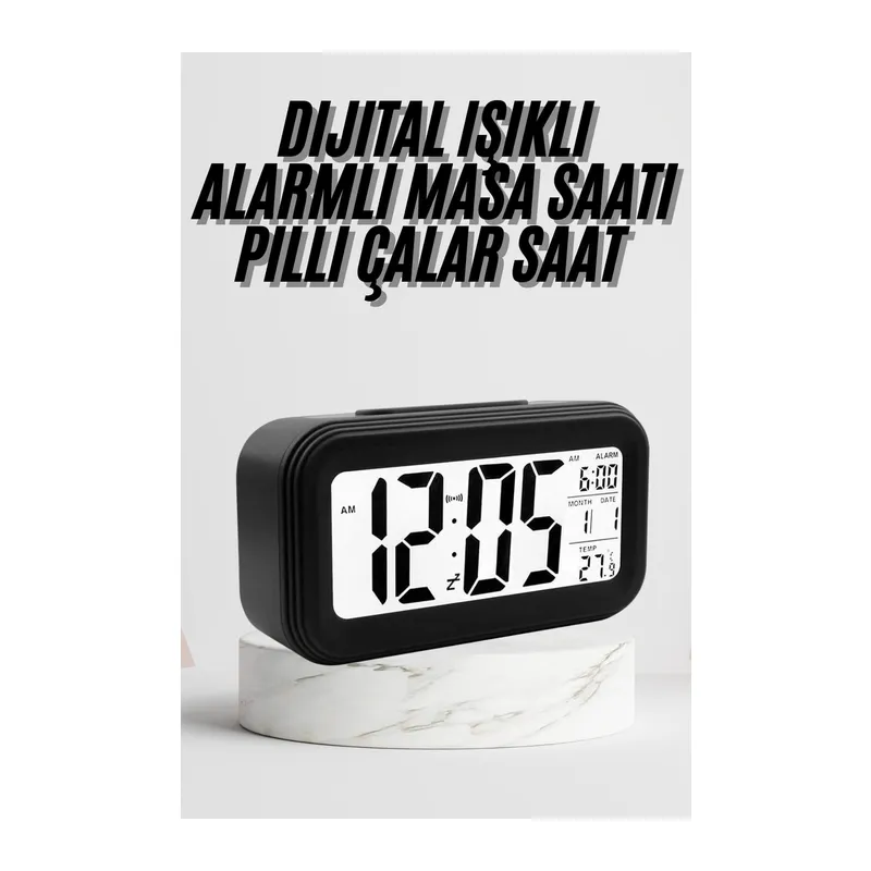 Dijital Masa Saati Termometre Takvim Led Ekran Pilli Ev Ofis Masası