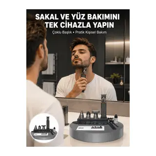 Çok Fonksiyonlu 9’u 1 Arada Tıraş Makinesi Şarjlı Saç Sakal Düzeltici Yeni Nesil