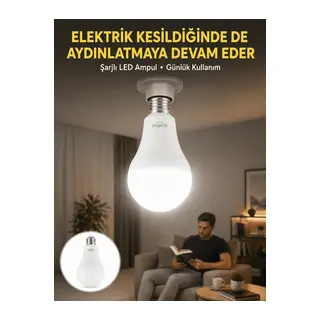 Acil Durumlar İçin Şarjlı LED Ampul 6400K Soğuk Beyaz 30 Watt Yeni Nesil