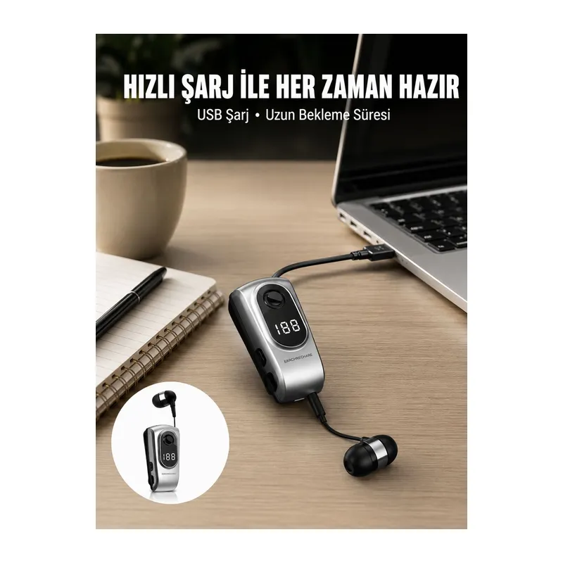 Dijital Ekranlı Bluetooth Kulaklık – Titreşimli Bildirim, 25 Saat Kullanım Yeni Nesil
