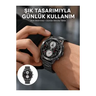 Akıllı Saat Çelik Kordon Çağrı Cevaplama Amoled Ekran Titreşimli Uyku ve Sağlık Takibi Yeni Nesil