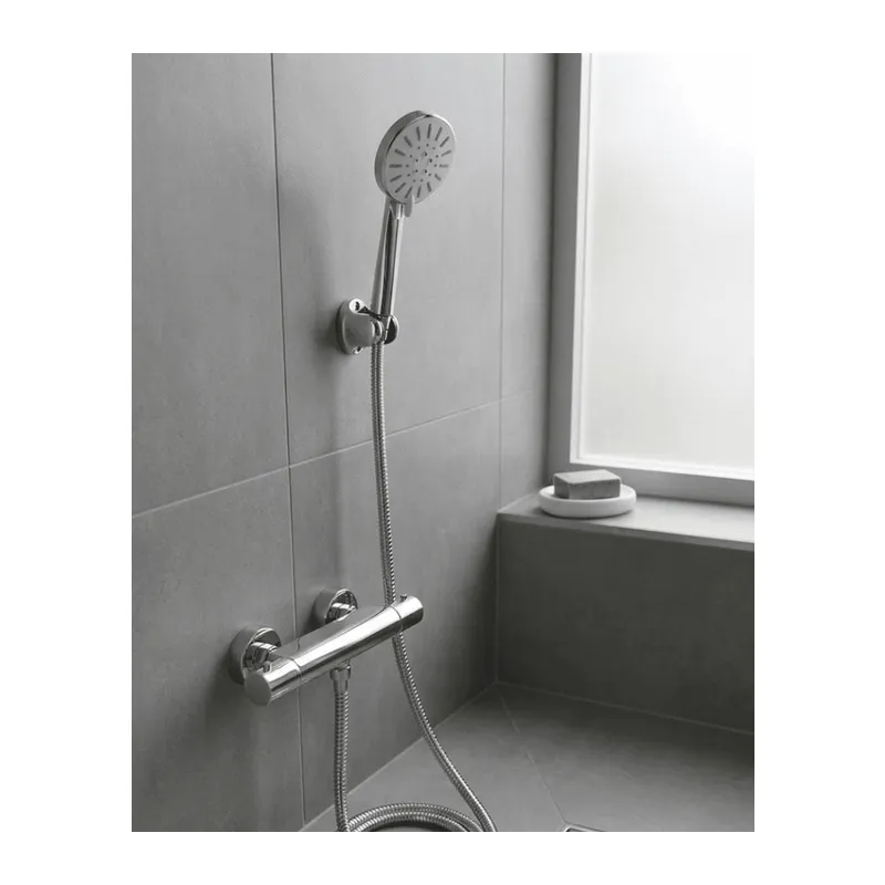 Krem Duş Başlığı Seti 4 Kademeli El Duşu Spiral Hortumlu Banyo Seti