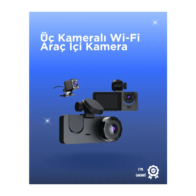 Gelişmiş G-Sensörlü Üçlü Araç Kamerası – 5” LCD Ekran ve Hareket Algılama