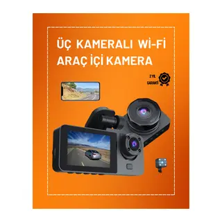 Full HD Çözünürlüklü Üç Kameralı Araç İçi Kamera – Park ve Sürüş Güvenliği