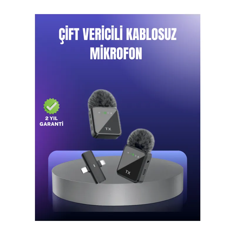 Vlog Podcast ve Röportajlar İçin Kablosuz Çift Yaka Mikrofon