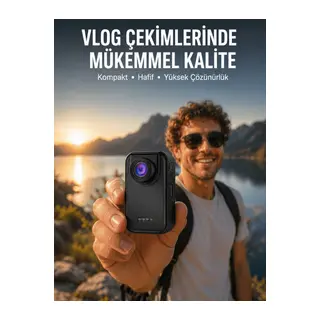 Vlog, Seyahat ve Günlük Video Çekimleri İçin Mini Kamera Yeni Nesil